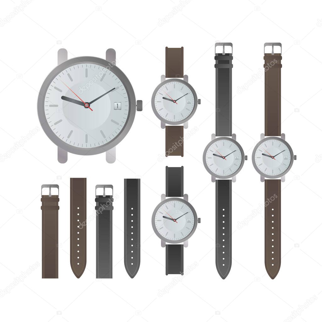 vector illustration of a set of watches