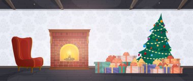 Yılbaşı içleri şömine ve hediyelerle dolu.