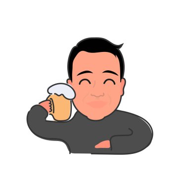 Bira fincanı olan bir adamın vektör çizimi