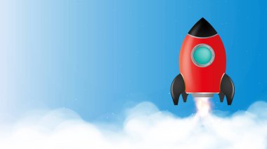 Uzay mekiği. Dövüşçü. Roket Taşıyıcı kalkıyor. Vektör.