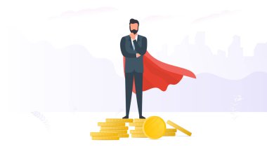 Para çantası ve dolar işareti olan iş adamı.