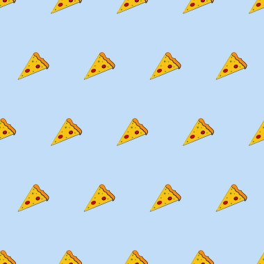 Pizzayla kusursuz bir arka plan. Geçmişe, kahverengi kağıda ve kitaplara iyi gelir. Vektör. Düz biçim.