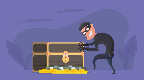 Ληστής Κλέβει Λεφτά Έννοια Της Ληστείας Και Της Χρηματοοικονομικής Ασφάλειας — Διανυσματικό Αρχείο