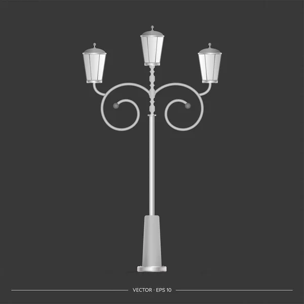 Une Lanterne Métal Brillant Poteau Lampe Avec Lumière Réaliste Vecteur — Image vectorielle