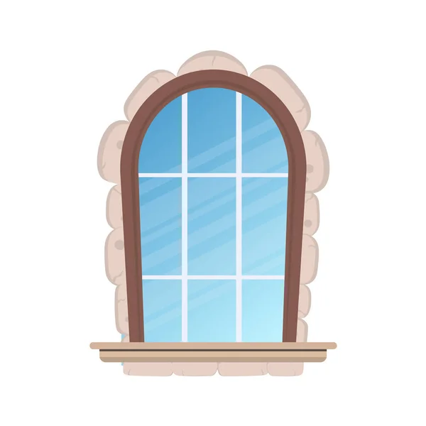 Okno Kamennou Dýhou Izolované Bílém Pozadí Prvky Pro Návrh Her — Stockový vektor