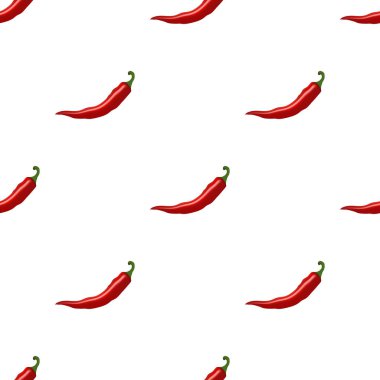 Beyaz arka planda kırmızı kırmızı acı biberli kusursuz desen.