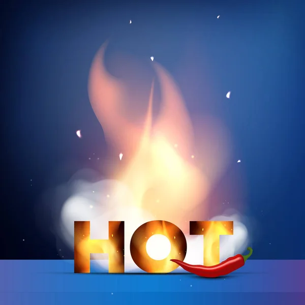 Inscripción Caliente Fuego Humo Pimientos Rojos Picantes Concepto Promociones Descuentos — Archivo Imágenes Vectoriales