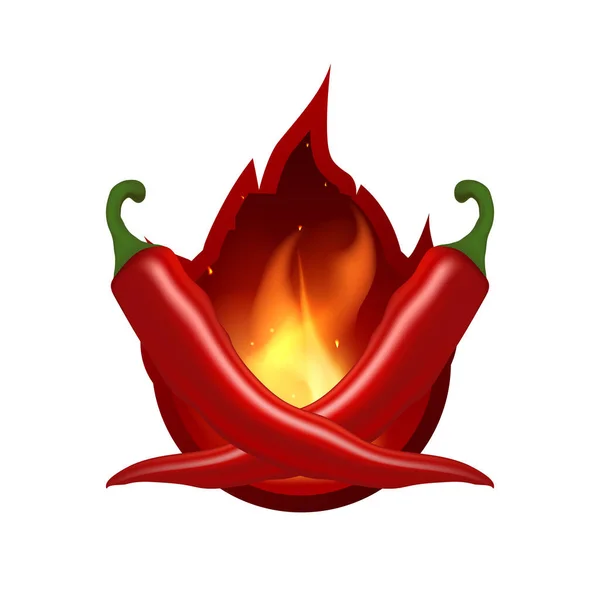 Burning Icono Pimiento Rojo Chiles Llamas Elemento Para Diseño Salsas — Vector de stock