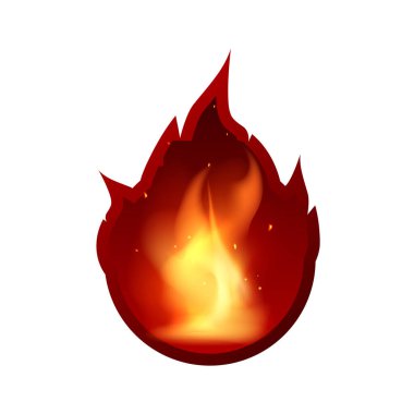Vektör ateş ikonu. Yeni ürünlerin tasarımı ve satış indirimleri için. Ayrıca diğer yemek ve soslar için de..