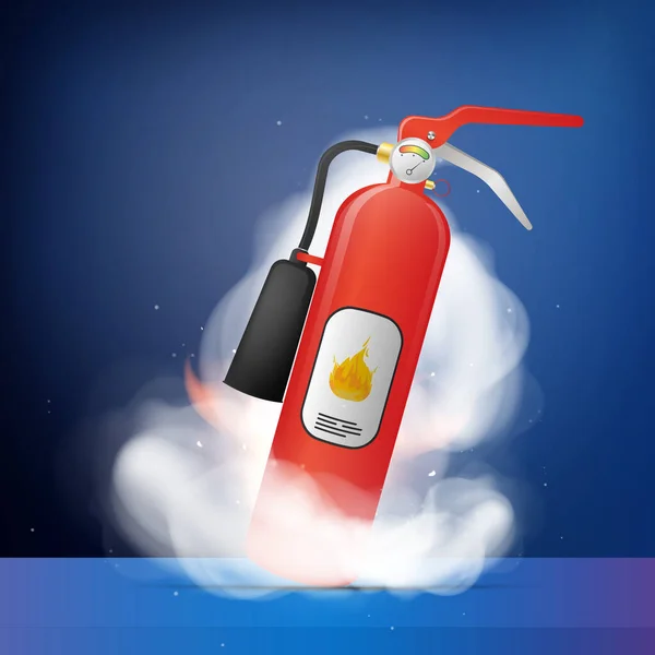 Extintor Incendios Llamas Humo Icono Para Diseño Sobre Tema Seguridad — Vector de stock