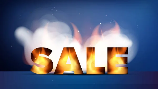 Πώληση Μπλε Πανό Πωλειται Γράμματα Φωτιά Στο Εσωτερικό Διάνυσμα Για — Διανυσματικό Αρχείο