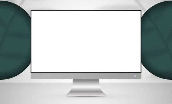 Moniteur Avec Écran Blanc Dans Studio Lumière Style Réaliste Studio — Image vectorielle