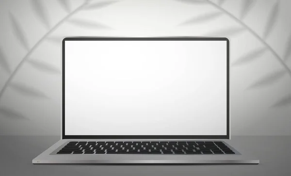 Laptop Mit Weißem Bildschirm Einem Hellen Studio Weißer Studiohintergrund Mit — Stockvektor