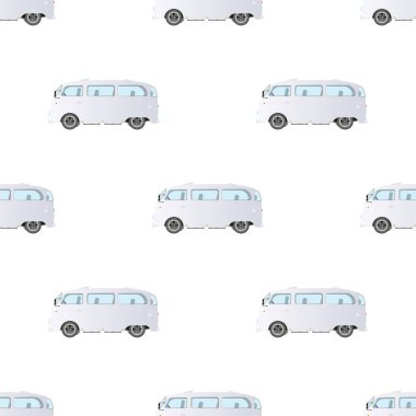 Otobüs simgesi pürüzsüz desen. Beyaz otobüs. Vektör illüstrasyonu.