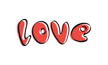 Beyaz bir arka planda aşk mektubu. Serbest karalama tarzı yazı tipi. Tişörtler ve kartpostallar için. Vektör.