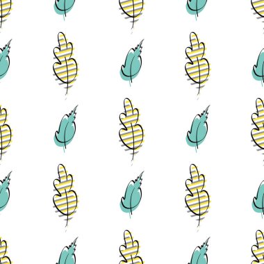 Yapraklı kusursuz desen. Elle çizilmiş. Kitaplar, arka planlar, ambalaj kağıtları ve tekstil için iyi. Düz stil. Vektör şablonu.