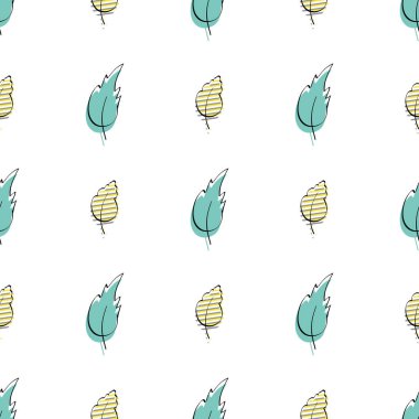 Yeşil yapraklı kusursuz desen. Zarif ve zarif tekstil, ambalaj kağıdı maketi. Vektör illüstrasyonu.