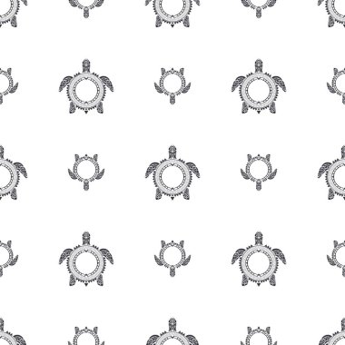 Kusursuz desenli, Maori deniz kaplumbağaları desenli. Polinezya kabilesi modeli. Vektör