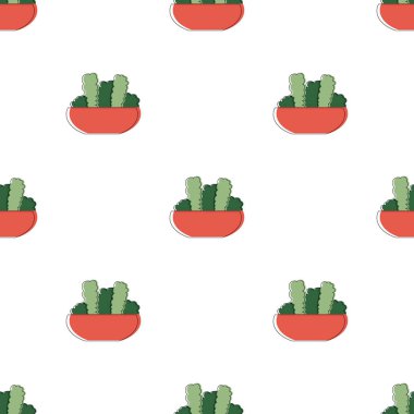 Elle çizilmiş sulular ve kaktüs karalama deseni. Kaktüslü kusursuz desen.