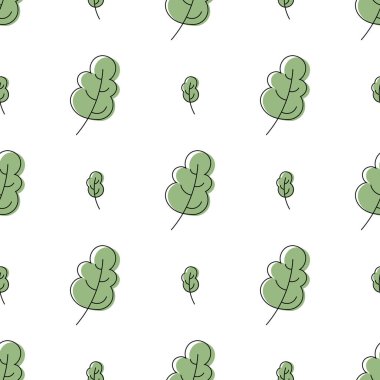 Kusursuz desenli yeşil yapraklar. Düz vektör şablonu.