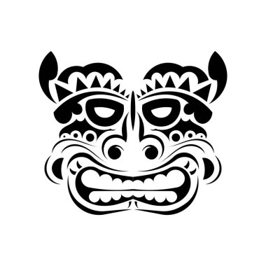 Viking dövmesi. Polinezya tarzı yüz. Hawaii kabile modelleri. İzole edilmiş. Vektör illüstrasyonu.