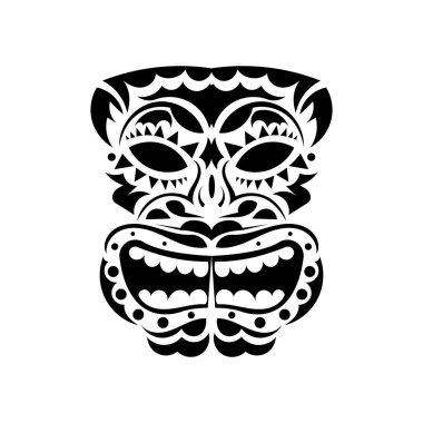 Viking dövmesi. Polinezya tarzı yüz. Hawaii kabile modelleri. İzole edilmiş. Vektör illüstrasyonu.