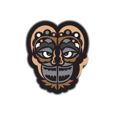 Maori ya da Samoa tarzı maske. İzole edilmiş. Vektör illüstrasyonu