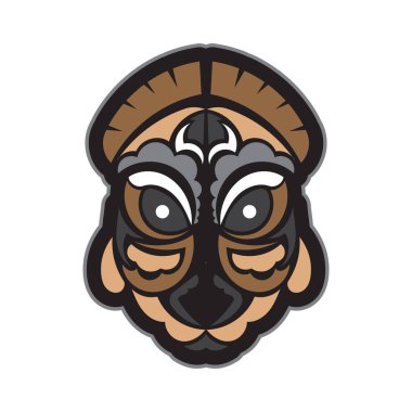 Samoa tarzı maske. Polinezya tarzı tiki. İzole edilmiş. Vektör illüstrasyonu