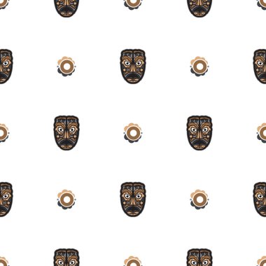 Maori ya da Samoa 'da kusursuz bir düzen var. Polinezya tarzı tiki. Parmak izi için iyi. Vektör illüstrasyonu