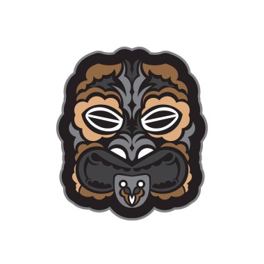 Maori desenli yüz. Samoa tarzı maske. Polinezya baskısı. Özel kurumsal kimlik. Vektör illüstrasyonu.