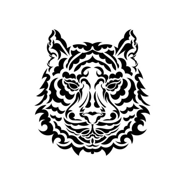 Beyaz arka planda kaplan suratlı dövme. Vektör illüstrasyonu.
