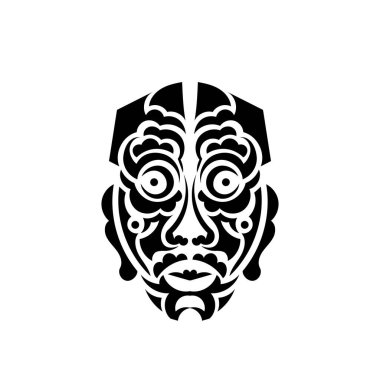 Tiki maskesi. Maori ya da polinezi deseni. Parmak izleri ve dövmeler için iyi. İzole edilmiş. Vektör illüstrasyonu.