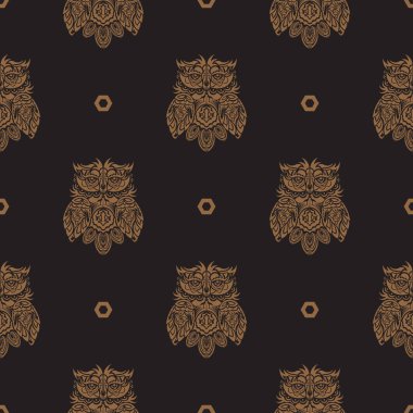 Baykuşlarda pürüzsüz desen. Özel tasarım. Vektör illüstrasyonu.