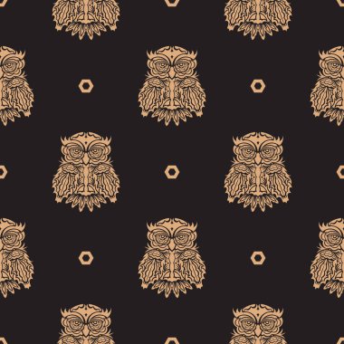 Baykuşlarda pürüzsüz desen. Özel tasarım. Parmak izi ve tekstil için iyi. Vektör illüstrasyonu.