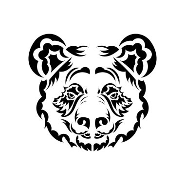 Etnik desenli süslü bir el çizimi Panda 'nın başı. Siyah ve beyaz karalama vektör çizimi.
