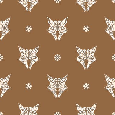 Tilki 'nin suratında kusursuz desen var. İyi kapaklar, kumaşlar, kartpostallar ve baskı. Vektör