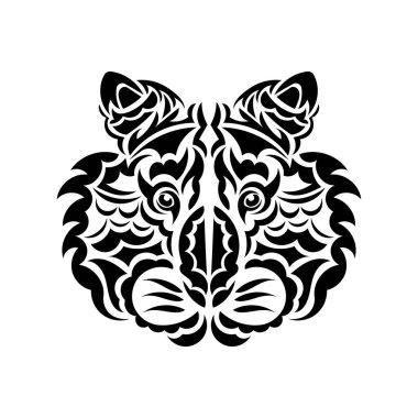 Boho tarzında kaplan dövmesi. Siyah beyaz üzerine izole
