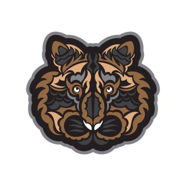 Boho tarzında renkli kaplan baskısı. Kıyafetlere iyi gelir. El yapımı. Vektör illüstrasyonu.