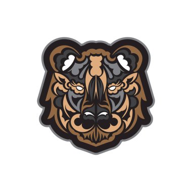 Samuan tarzında renkli kaplan suratlı. Boho kaplan suratlı. İzole edilmiş. Vektör illüstrasyonu.