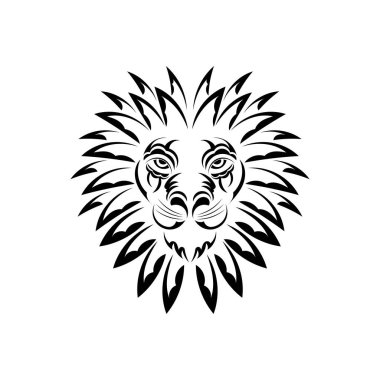 Polinezya tarzı aslan surat. Vektör illüstrasyonu.