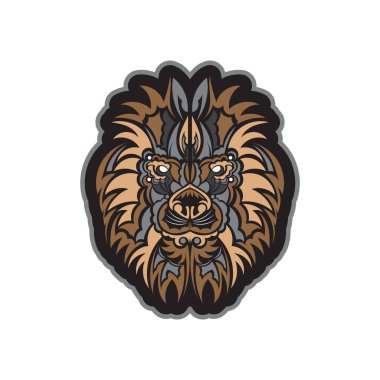 Aslan izi. Aslan suratlı Maori tarzı. Tekstil ve parmak izleri için iyi. Özel bir tarz. Vektör illüstratörü.