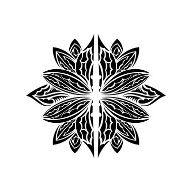 Nilüfer dövmesi deseni basit bir şekilde. İzole edilmiş. Vektör illüstrasyonu.