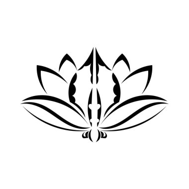 Siyah-beyaz nilüfer desenli basit bir şekil. İzole edilmiş. Vektör illüstrasyonu.