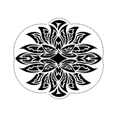 Lotus süsü, etnik dövme. Hint Lotusu desenli. İzole edilmiş. Vektör illüstrasyonu.