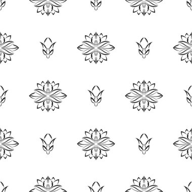 Nilüfer çiçekleri basit bir şekilde kusursuz desen oluşturuyor. Giysiler ve tekstil için iyi. Vektör illüstrasyonu.