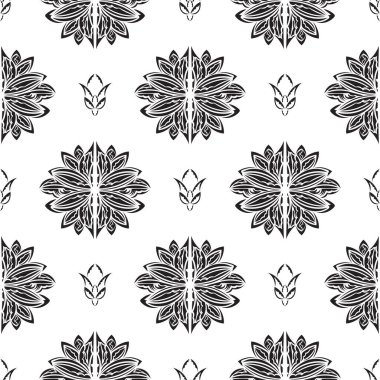Nilüfer çiçekleri basit bir şekilde kusursuz desen oluşturuyor. Geçmişleri, parmak izleri, giyim ve tekstil için iyi. Vektör illüstrasyonu.