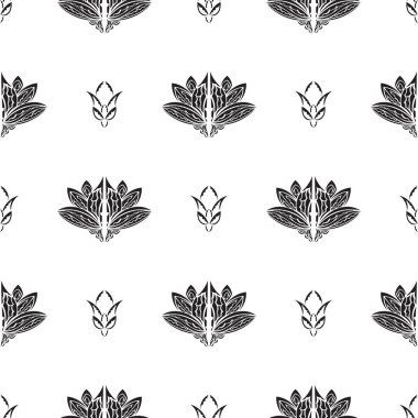 Nilüfer çiçekleri basit bir şekilde kusursuz desen oluşturuyor. Duvar kağıdı, kumaş, kartpostal ve baskı için iyidir. Vektör illüstrasyonu.