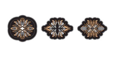 Basit bir nilüfer deseni seti. Renkli Yazdırma. İzole edilmiş. Vektör illüstrasyonu.