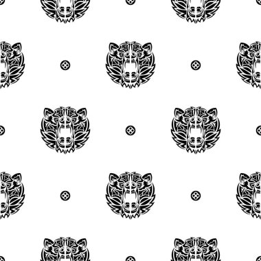 Ayı suratlı, siyah-beyaz desenli. Geçmişleri, parmak izleri, giyim ve tekstil için iyi. Vektör illüstrasyonu.