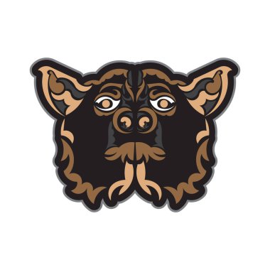 Bir köpeğin yüzünün renkli izi. İzole edilmiş. Vektör illüstrasyonu.